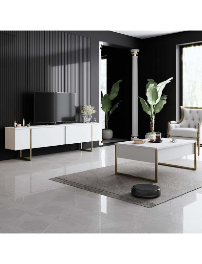 imagem de Mesa Centro Luxe Branco Dourado3