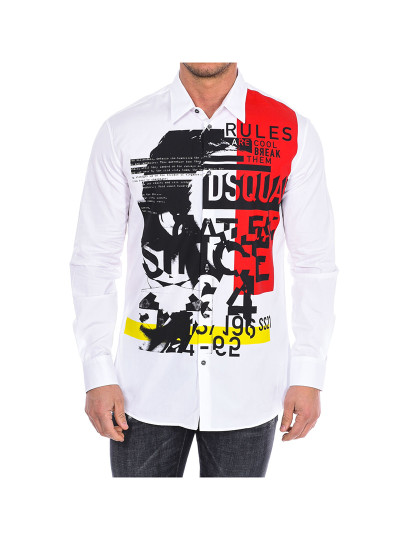 imagem de Camisa Manga Comprida Homem Branco-Vermelho-Preto1