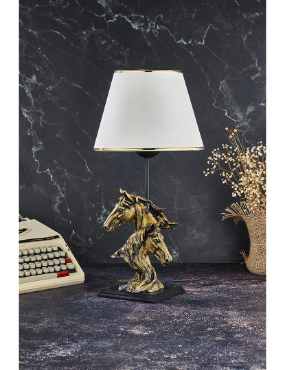 imagem de Candeeiro de Mesa Branco Dourado1