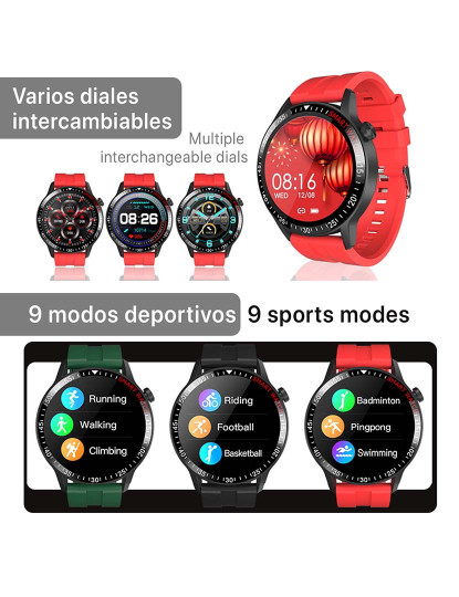 imagem de Smartwatch B30 com Modo Multidesporto Monitor Cardíaco e Tensão Vermelho4