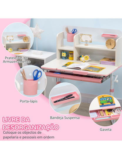 imagem de Conjunto Secretária + Cadeira Infantil Rosa6