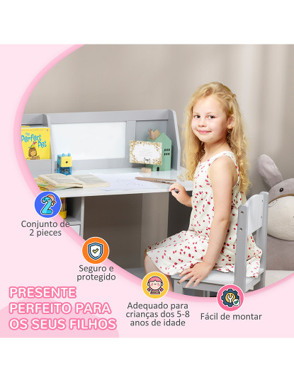 imagem de Conjunto Secretária + Cadeira Infantil Cinzento6