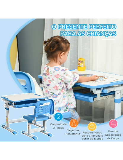 imagem de Conjunto Secretária + Cadeira Infantil Azul4