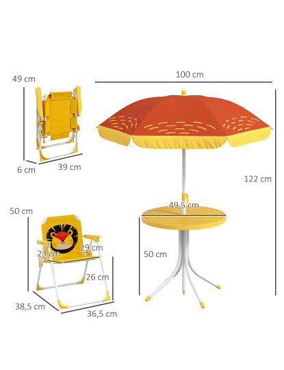 imagem de Conjunto Mesa + 2 Cadeiras Exterior Amarelo3