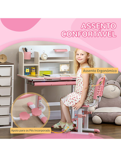 imagem de Conjunto Secretária + Cadeira Infantil Rosa7