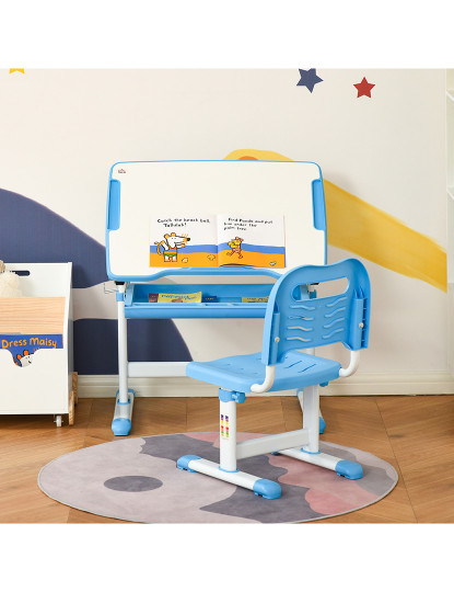 imagem de Conjunto Secretária + Cadeira Infantil Azul8