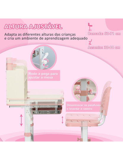 imagem de Conjunto Secretária + Cadeira Infantil Rosa5