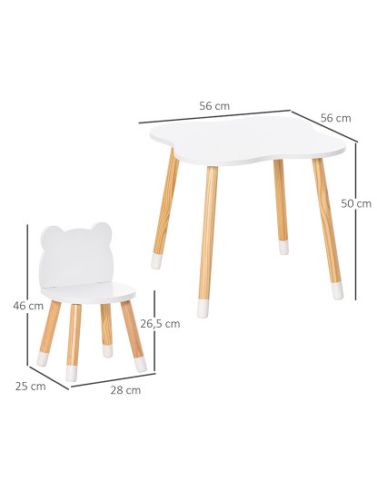 imagem de Conjunto Mesa + 2 Cadeiras Branco e Madeira Natural3