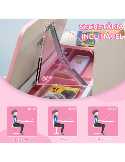 imagem de Conjunto Secretária + Cadeira Infantil Rosa4