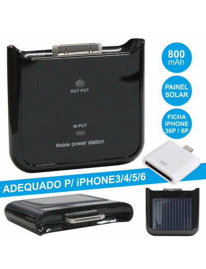 imagem de Powerbank Solar Div C/ Bateria De Li Ion 1800Ma! Adequado Para Iphone 3/4/5/61