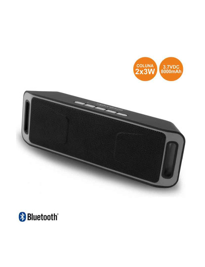 imagem de Coluna Bluetooth Portátil 2X3W Usb/Fm/Sd Preto-Cinza        1