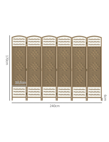 imagem de Biombo 6 Painéis Madeira Natural3
