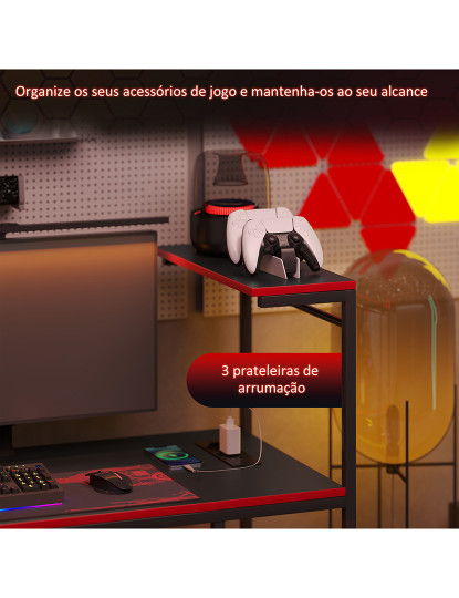 imagem de Secretária Gaming Preto e Vermelho7