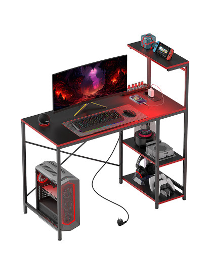 imagem de Secretária Gaming Preto e Vermelho1