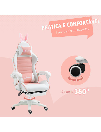 imagem de Cadeira Gaming Rosa e Branco7