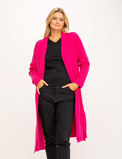 imagem de Casaco cardigan de malha comprida Fucshia1