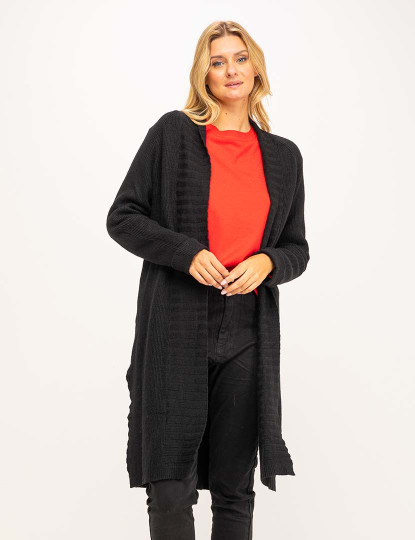 imagem de Casaco cardigan de malha comprida Preto1