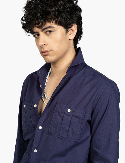 imagem de Camisa Guayabera Homem Azul Navy2