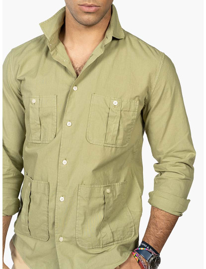 imagem de Camisa Guayabera Homem Verde Militar2