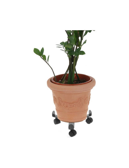 imagem de Suporte com Rodas para Vasos Ajustável Cinzento Metal 30 cm3