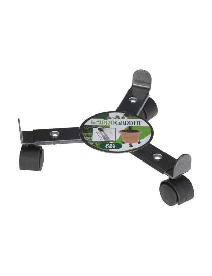 imagem de Suporte com Rodas para Vasos Ajustável Cinzento Metal 30 cm1