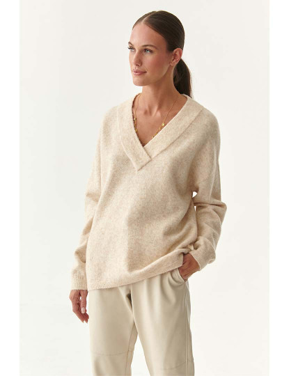 imagem de Sweatshirt Senhora Kaszmi Beige Claro Mesclado3