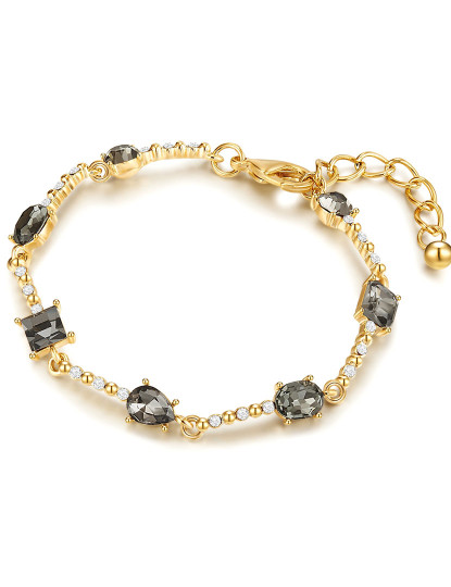 imagem de Pulseira ouro amarelo vidro preto branco1