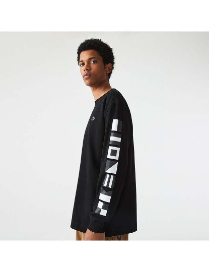 imagem de T-Shirt folgada com estampa Homem Preto4