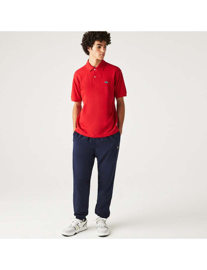 imagem de Polo clássico em piqué de algodão com estampa manchada Homem Vermelho Nepse4