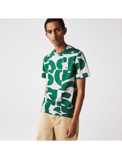 imagem de T-Shirt de algodão Heritage com gola redonda e estampa gráfica Homem Muraille Chine/Vert3