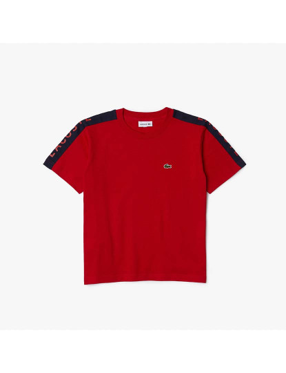 Lacoste T shirt de algod o com listras e gola redonda