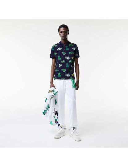 imagem de Pólo Holiday regular fit com estampa de crocodilo Homem Azul Marinho/Multico2