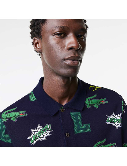 imagem de Pólo Holiday regular fit com estampa de crocodilo Homem Azul Marinho/Multico6