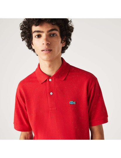 imagem de Polo clássico em piqué de algodão com estampa manchada Homem Vermelho Nepse3