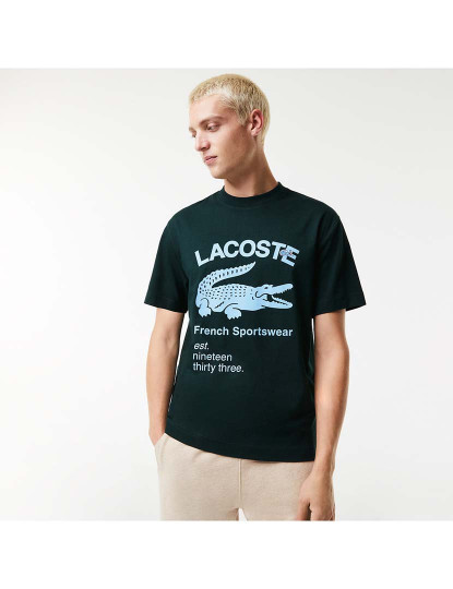 imagem de T-Shirt com corte descontraído e crocodilo Homem Sinople3