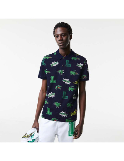 imagem de Pólo Holiday regular fit com estampa de crocodilo Homem Azul Marinho/Multico4