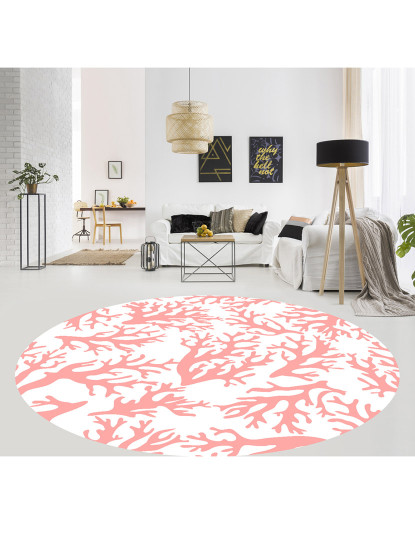 imagem de Tapete Vinil Circular coral rosa3