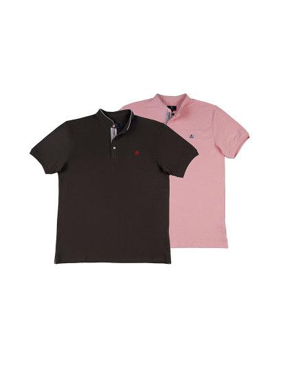 imagem de Pack 2 Pólos Gola Mao Homem Preto-Rosa1