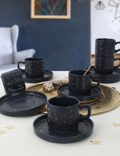 imagem de Conjunto Chávena de Chá 12 Peças Azul Navy Dourado1