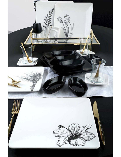 imagem de Conjunto Pequeno Almoço 20 Peças Preto Branco2
