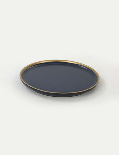 imagem de Conjunto Pratos De Sobremesa 6 Peças Azul Marinho E Dourado4