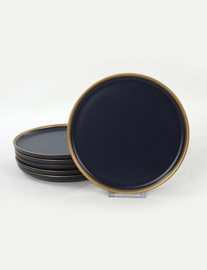 imagem de Conjunto Pratos De Sobremesa 6 Peças Azul Marinho E Dourado5