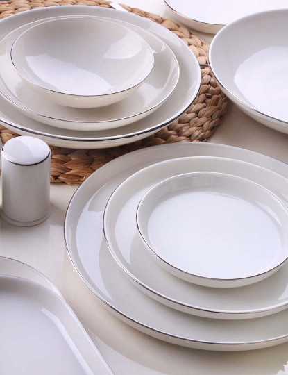 imagem de Serviço Jantar 69 peças Branco Prateado2