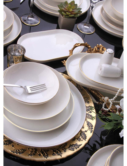 imagem de Serviço Jantar 69 Peças Dourado Branco10