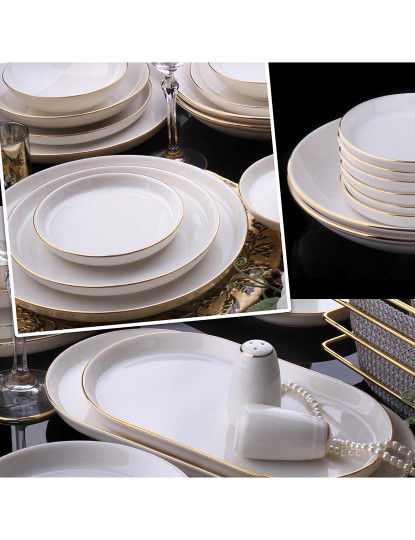 imagem de Serviço Jantar 69 Peças Dourado Branco2