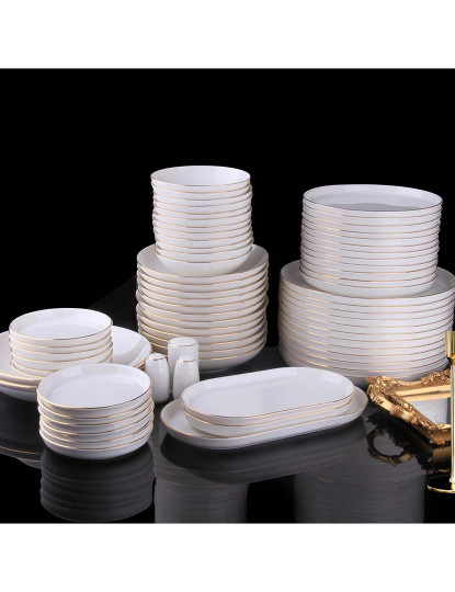 imagem de Serviço Jantar 69 Peças Dourado Branco3