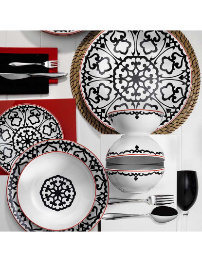imagem de Serviço Jantar 24 Peças Preto e Vermelho1