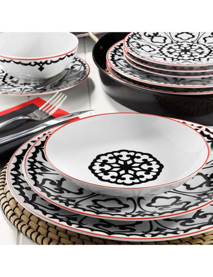 imagem de Serviço Jantar 24 Peças Preto e Vermelho2