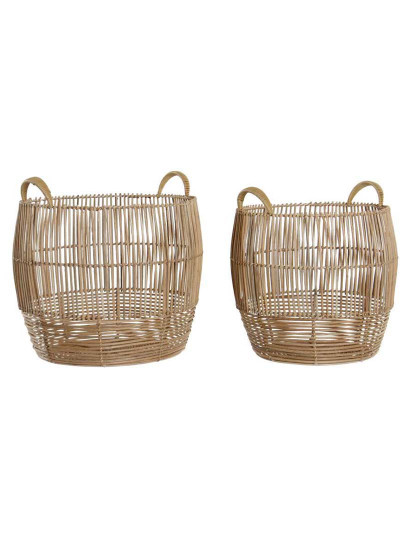imagem de Conjunto 2 Cestas Rattan Castanho Claro 1