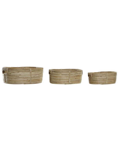imagem de Conjunto 3 Cestas Rattan Castanho Claro 4
